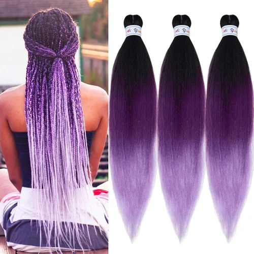 Miniatura 58 de Cabello para Trenzar Naranja Jengibre Pre-Estirado Kanekalo Cabello para Trenzar Pre-estirado 26 pulgadas Extensiones de Cabello Sintético
