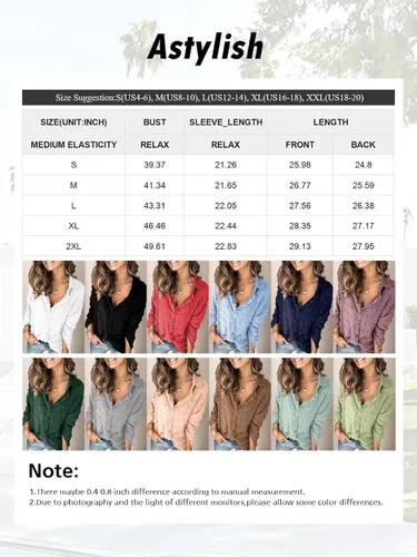 Miniatura 5 de Astylish Blusa casual con botones para mujer
