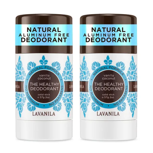 Lavanila Desodorante de vainilla y coco para mujer, paquete de 2 (2 onzas cada uno), desodorante sólido sin aluminio natural, fabricado en Estados