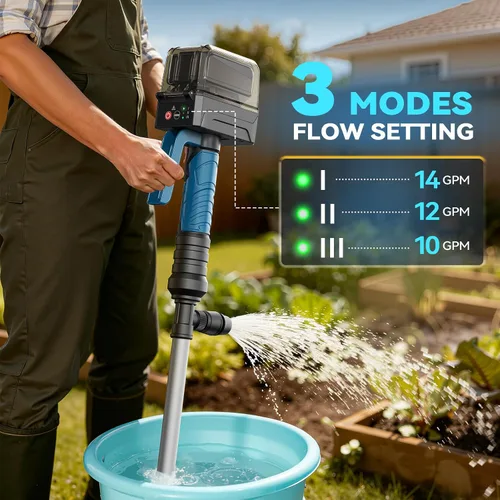 Miniatura 4 de Ecarke Bomba de transferencia de agua inalámbrica sin escobillas de 840 GPH compatible con Makita de 18 V (solo herramienta), apagado automático
