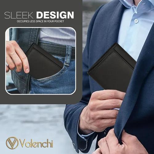 Miniatura 7 de LEVOGUE Genuine Leather Mens RFID Blocking Slim Trifold Wallet with 6 Cards+1 ID Window + 2 Note Compartments