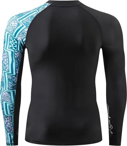 Miniatura 4 de HUGE SPORTS Camiseta de protección contra erupciones de manga larga para hombre UPF 50+ con protección UV, de secado rápido, con costuras de Zigzag
