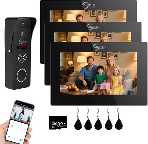 Miniatura 16 de ANJIELO SMART Timbre de video con cable con monitor interior, sistema de intercomunicación de video con cable, audio bidireccional, detección