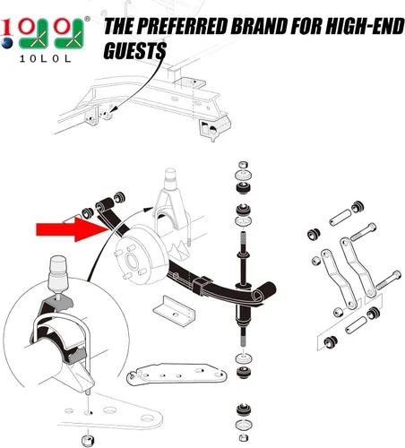 Miniatura 2 de 10L0L Juego de muelles traseros de alta resistencia para carrito de golf, 3 hojas, con bujes y fundas para carrito de golf, Club Car DS (1981 Up)