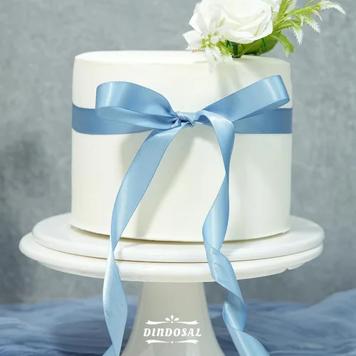 Miniatura 6 de Cinta azul polvorienta de 5/8 pulgadas, cinta de satén azul polvoriento, cinta de boda para envolver regalos, cinta de regalo, cinta sedosa