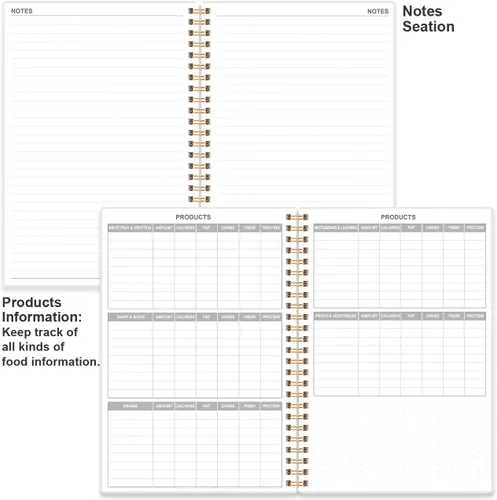 Miniatura 6 de Agenda semanal de comidas, diario A5 semanal y diario de preparación de comidas con listas de compras y comestibles para planificación de menús, Azul