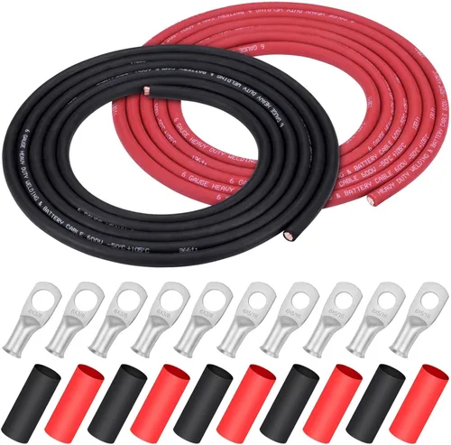 Miniatura 14 de Cable de Soldadura Calibre 1/0, iGreely 1/0 AWG Cables de Soldadura de Batería de Cobre Puro para Generador Solar Automático, 5 piezas de 5/16" y 5