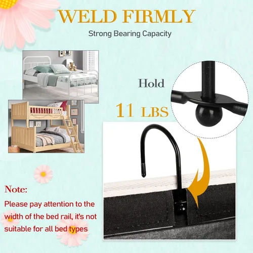 Miniatura 2 de Organizador de Almacenamiento para Mesita de Noche/Bolsa de Almacenamiento Colgante para Mesita de Noche para Cabeceros, Literas, Dormitorios, Negro
