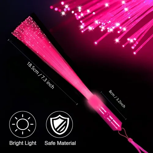 Miniatura 2 de Paquete de 24 varillas de brillo rosas con luz para barra de fibra óptica a granel con 3 modelos intermitentes para el día de San Valentín, Pascua