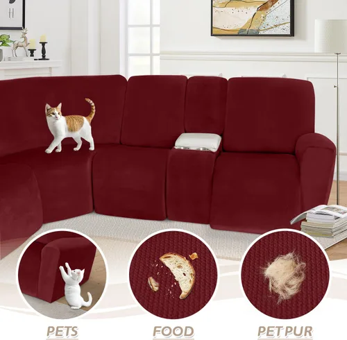 Miniatura 324 de Arfntevss Fundas de sofá seccional reclinable de terciopelo, Funda de sofá seccional de esquina para sofá reclinable, Funda elástica suave