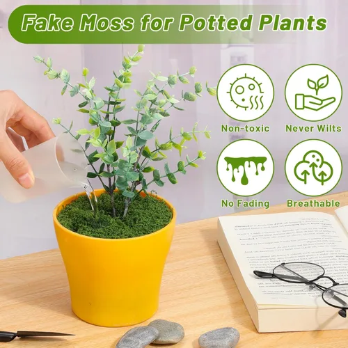 Miniatura 2 de Jollidecor Musgo artificial para plantas en maceta, 7.06 onzas de musgo verde falso para manualidades, relleno de maceta de musgo decorativo