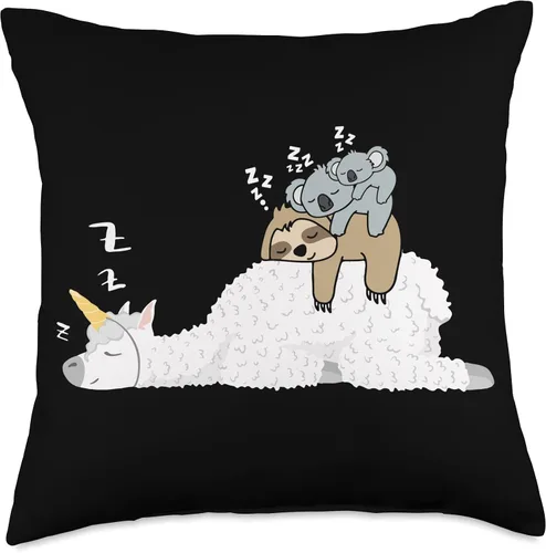 Miniatura 4 de Cute Sleeping Sloth With Baby Koala Mama Bear Gift Unicorn Llama & Lazy Sloth Mama Bear & Baby Koala almohada, 16 x 16 pulgadas, multicolor