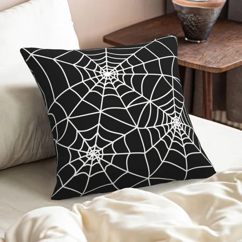 Miniatura 6 de Juego de 2 fundas de almohada de Halloween de 16 x 16 pulgadas, fundas cuadradas de lino decorativas de lino para el hogar, la cama o el sofá