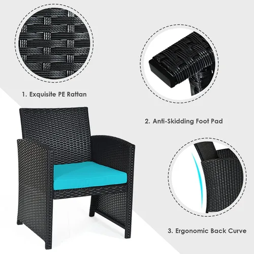 Miniatura 6 de Tangkula Juego de muebles de mimbre para patio de 4 piezas, juego de sofá y mesa Patiojoy con 4 asientos, juego de sofá de ratán al aire libre