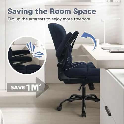 Miniatura 7 de Silla de oficina con ruedas, silla ergonómica para computadora de oficina en casa con reposabrazos abatibles, silla de escritorio ajustable