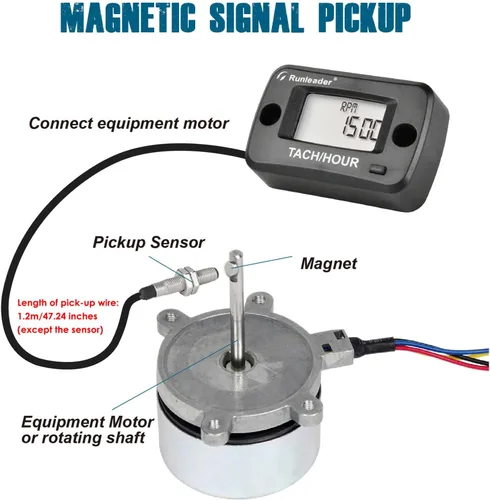 Miniatura 7 de Runleader RL-HM019C - Medidor magnético de pastilla/hora para eje giratorio, recordatorio de mantenimiento LCD impermeable IP68 para lavadora a