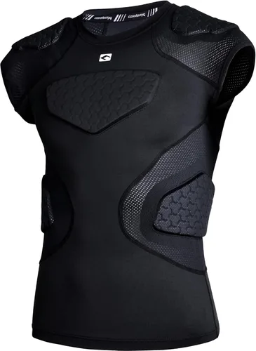 Miniatura 8 de COOLOMG Camisa acolchada de fútbol americano juvenil con protector de costillas, pecho, esternón, corazón y hombros, para rugby, lacrosse Negro