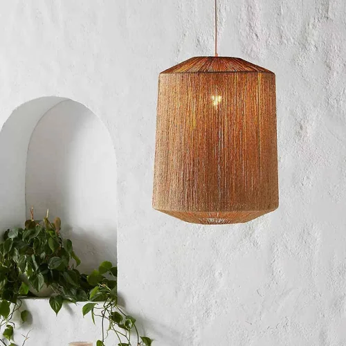Miniatura 3 de Lámparas colgantes de viento silencioso hechas a mano, cuerda de cáñamo, luz vintage celing, mimbre país, ratán, iluminación para el hogar