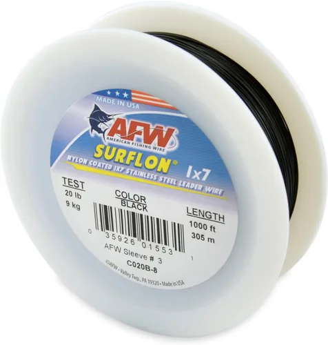 Miniatura 35 de Alambre de pesca americano Surflon recubierto de nailon 1x7 de acero inoxidable, línea líder de pesca para agua salada, prueba de 10 libras - prueba
