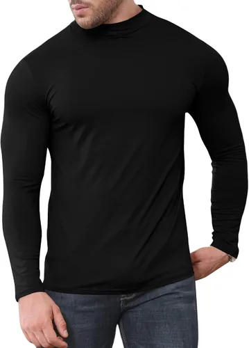 Miniatura 2 de Uni Clau Suéter de cuello alto falso para hombre, de manga larga, suéter básico ajustado