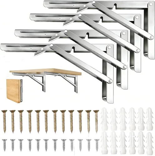 Miniatura 8 de Bisagra de Mesa Plegable de 20 Pulgadas, 2 Piezas Soportes de Estante Plegables para Estante Plegable, Soportes de Mesa Plegable de Montaje en Pared