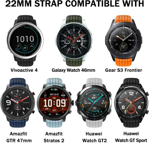 Miniatura 2 de ISABAKE Correa de reloj compatible con Garmin Vivoactive 4/Samsung Galaxy Watch de 1.81 pulgadas, 0.86 pulgadas, bandas de silicona para Ticwatch