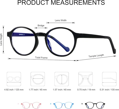 Miniatura 5 de ANDWOOD Gafas de luz azul para niños, niñas, niños, computadora, juegos, anti rayos azules, gafas de sol polarizadas de 3 a 12 años