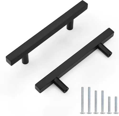 Miniatura 24 de Probrico Paquete de 5 manijas de gabinete, color negro, 2-1/2 pulgadas (2.520 in), barra cuadrada en T, manijas de gabinete de cocina, tiradores