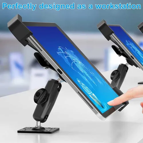 Miniatura 2 de Soporte de bloqueo de pared para tableta para iPad de 7 a 11 pulgadas, soporte de quiosco de tableta antirrobo de metal con bloqueo seguro para sala