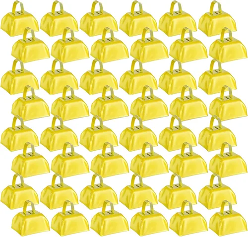 Miniatura 6 de 48 piezas de cencerros de metal con asas, grandes fabricantes de ruido, pequeños instrumentos de percusión de mano, cencerros para eventos de Púrpura