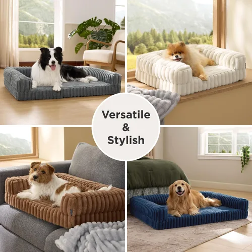 Miniatura 8 de Bedsure - Cama ortopédica para perros medianos, camas impermeables de espuma viscoelástica medianas con lados, sofá de espuma de nido de abeja