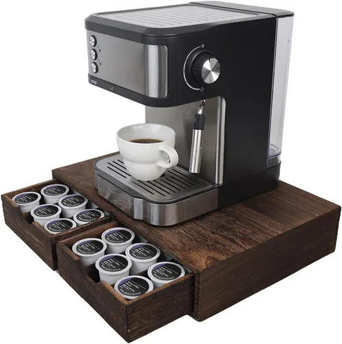 Miniatura 11 de HTB Soporte para tazas K compatible con tazas K, soporte para cápsulas de café con capacidad para 30 tazas, organizador de tazas K, cajón de 2.