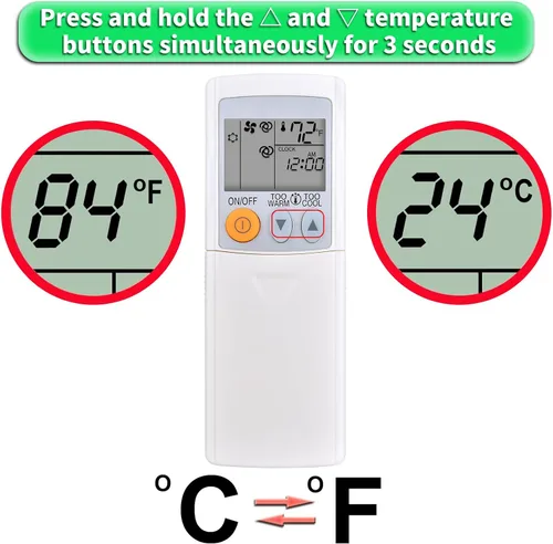 Miniatura 2 de Repuesto para Mitsubishi Electric Mr Slim Mini Split Aire Acondicionado Mando a Distancia MSY-GL18NA-U1 MUY-GL18NA, Fahrenheit Display