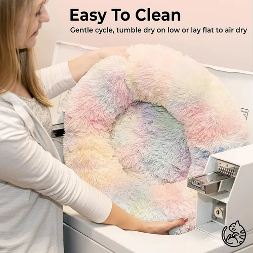 Miniatura 3 de Cama para gatos para interior y para perros pequeños y medianos - Lavable 50/60 centímetros, redonda antiansiedad, esponjosa, de felpa y pelo