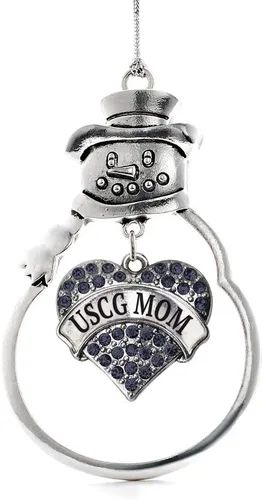 Miniatura 36 de Inspired Silver - Fuerza Aérea - Adorno de Navidad plateado - Adorno de árbol de Navidad con colgante de corazón azul con circonita cúbica