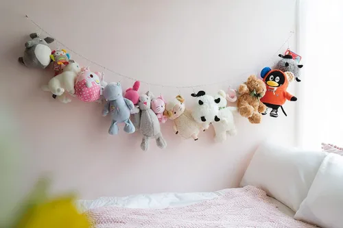 Miniatura 3 de Mkono Cadena de almacenamiento de metal para animales de peluche, organizador de 20 clips para juguetes de niños, soporte de exhibición para cuarto