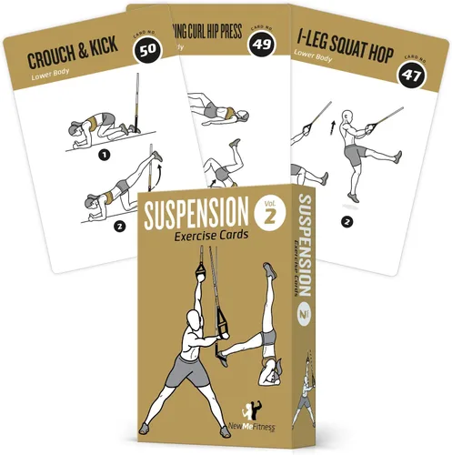 Miniatura 14 de NewMe Fitness Tarjetas de entrenamiento de peso corporal, baraja de instrucciones de fitness para mujeres y hombres, guía de fitness