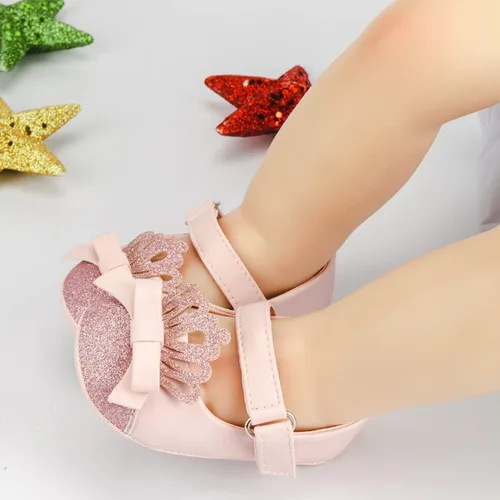 Miniatura 3 de Sawimlgy Zapatos de ballet Mary Jane con lentejuelas para bebé y niña, de piel sintética, para boda, fiesta, princesa, suela de goma, para niños