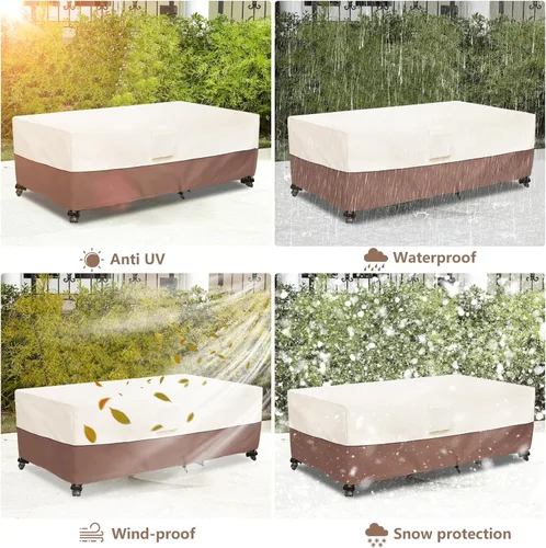Miniatura 7 de okcool Funda para mesa de centro para exteriores, impermeable, rectangular, para mesa auxiliar pequeña, 48 x 28 x 16 pulgadas, fundas rectangulares