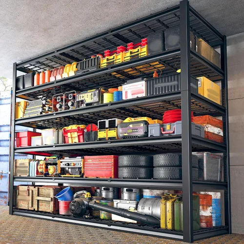 Miniatura 13 de REIBII Estantería de garaje de 78 pulgadas de alto, estantes de almacenamiento resistentes con carga de 3000 libras, estantes de metal ajustables