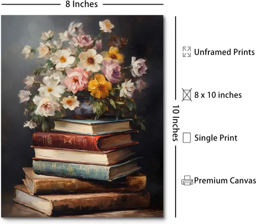 Miniatura 3 de Arte de Lienzo para Pared Moody Flower Books Póster Floral Vintage Impresión Arte de la Naturaleza Estético Flores Silvestres de Primavera Arte