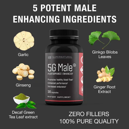 Miniatura 5 de Supernatural Man Suplemento potenciador de T natural masculino 5G para el flujo sanguíneo, la resistencia, la fuerza y la resistencia, ginseng, ajo