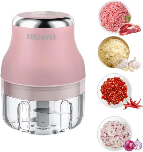 Miniatura 10 de Picador de ajos, mini procesador de alimentos, picador mini recargable por USB, potente triturador de ajos, licuadora para verduras, picadora