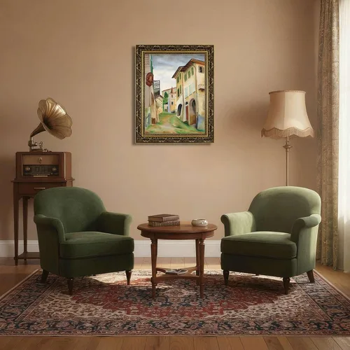 Miniatura 6 de Vintage Framed Italian Village Street Scene Wall Art Canvas Print Oil Paintings Reproduction World Classics Rustic Elegant Poster Painting Pictures