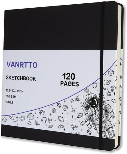 Cuaderno de bocetos de tapa dura cuadrado, papel de dibujo grueso de 120lb/200GSM para marcador, lápiz acuarela, medios mixtos, cuaderno de dibujo