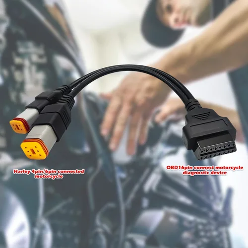 Miniatura 3 de Adaptador OBD2 para Harley 4 pines 6 pines 2 en 1 cable de motocicleta, apto para motocicleta Harley Davidson de 4 pines+6 pines a OBD2 conector