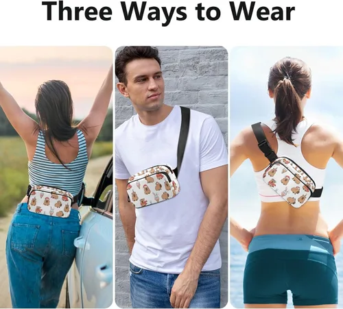 Miniatura 5 de Capybara Christmas White Fanny Packs for Women Men Belt Bag Fashion Waist Packs Crossbody Bag Casual Waist Pouch Bum Bags for Workout