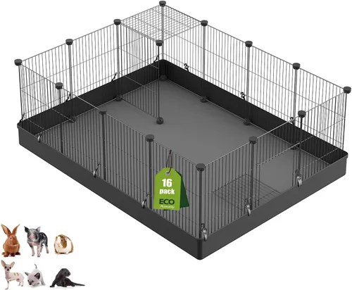 Miniatura 9 de LANGXUN 24 piezas de corralito para mascotas pequeños con tapete impermeable, jaula C & C para cachorros, gatitos, jaula de conejos, jaulas