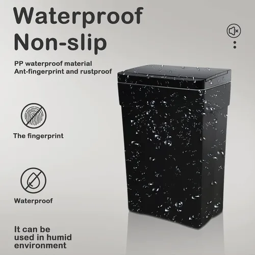 Miniatura 5 de Bote de basura automático de 13 galones con tapa de detección de movimiento, cubo de basura rectangular de alta capacidad sin contacto con tapa