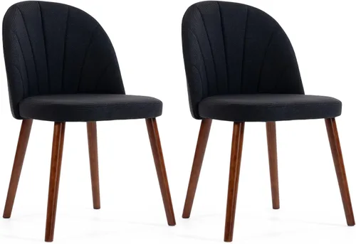Miniatura 8 de Juego de 6 sillas de comedor de tela, sillas de comedor modernas tapizadas de mediados de siglo, silla decorativa sin brazos con patas de madera